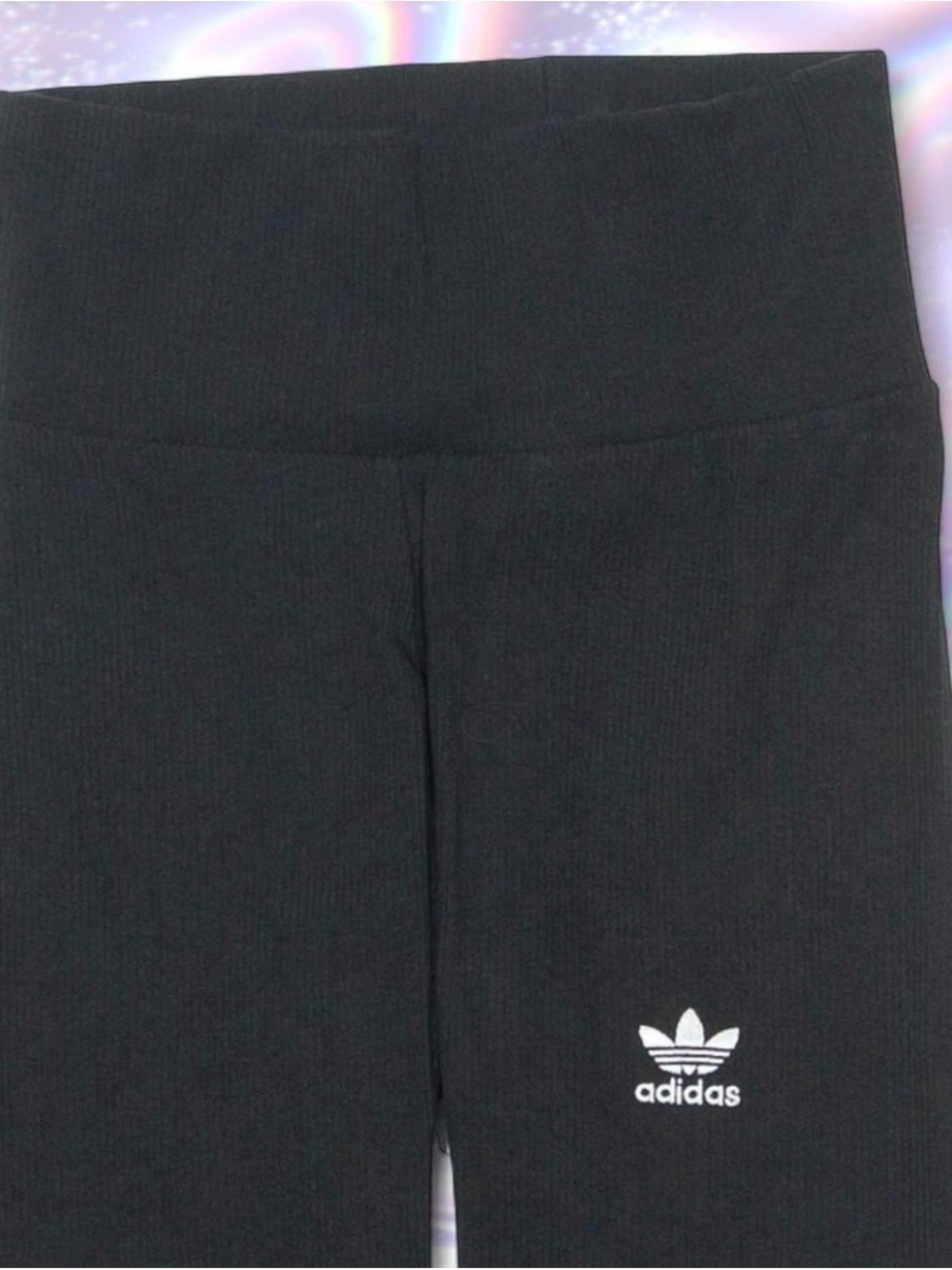 adidas Black High-Waist Ribbed Sport Shorts